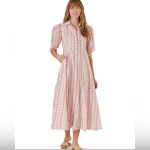 Livro Rosie Somerset Pink Cotton Dress Cottagecore Bohemian Floral size M